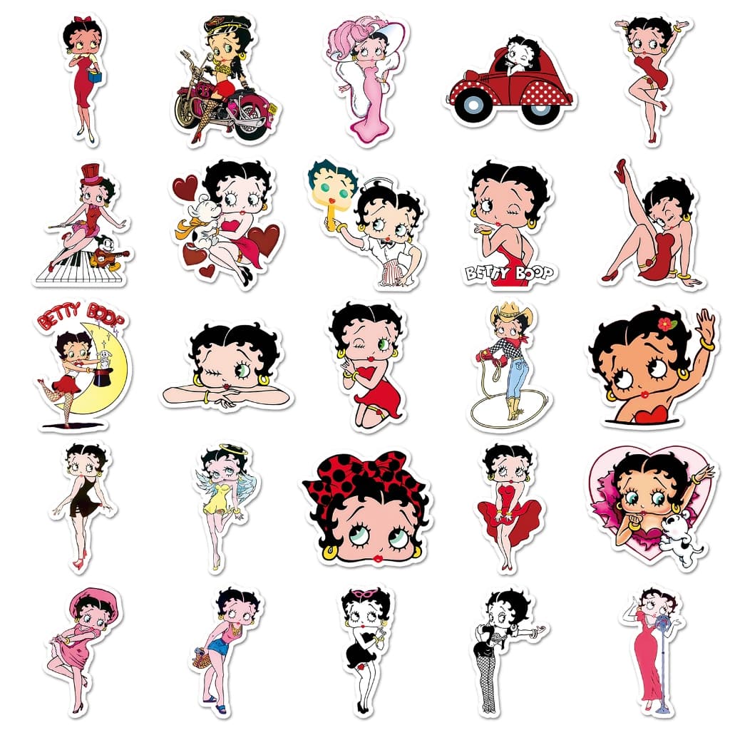Vintage 50pcs Betty Boop สติกเกอร์สําหรับโทรศัพท์/แล็ปท็อป/เศษกระดาษ/ศิลปะ/สติกเกอร์หมวกนิรภัย Graffiti กันน้ํา DIY รูปที่ 8