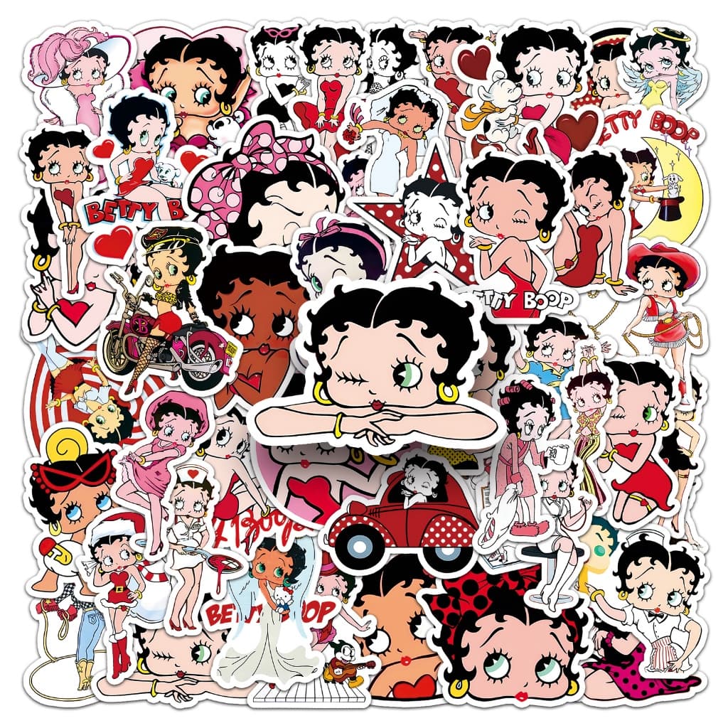 Vintage 50pcs Betty Boop สติกเกอร์สําหรับโทรศัพท์/แล็ปท็อป/เศษกระดาษ/ศิลปะ/สติกเกอร์หมวกนิรภัย Graffiti กันน้ํา DIY รูปที่ 1