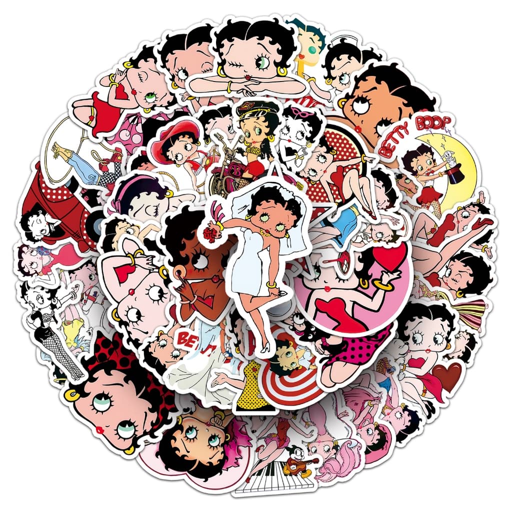 Vintage 50pcs Betty Boop สติกเกอร์สําหรับโทรศัพท์/แล็ปท็อป/เศษกระดาษ/ศิลปะ/สติกเกอร์หมวกนิรภัย Graffiti กันน้ํา DIY รูปที่ 3