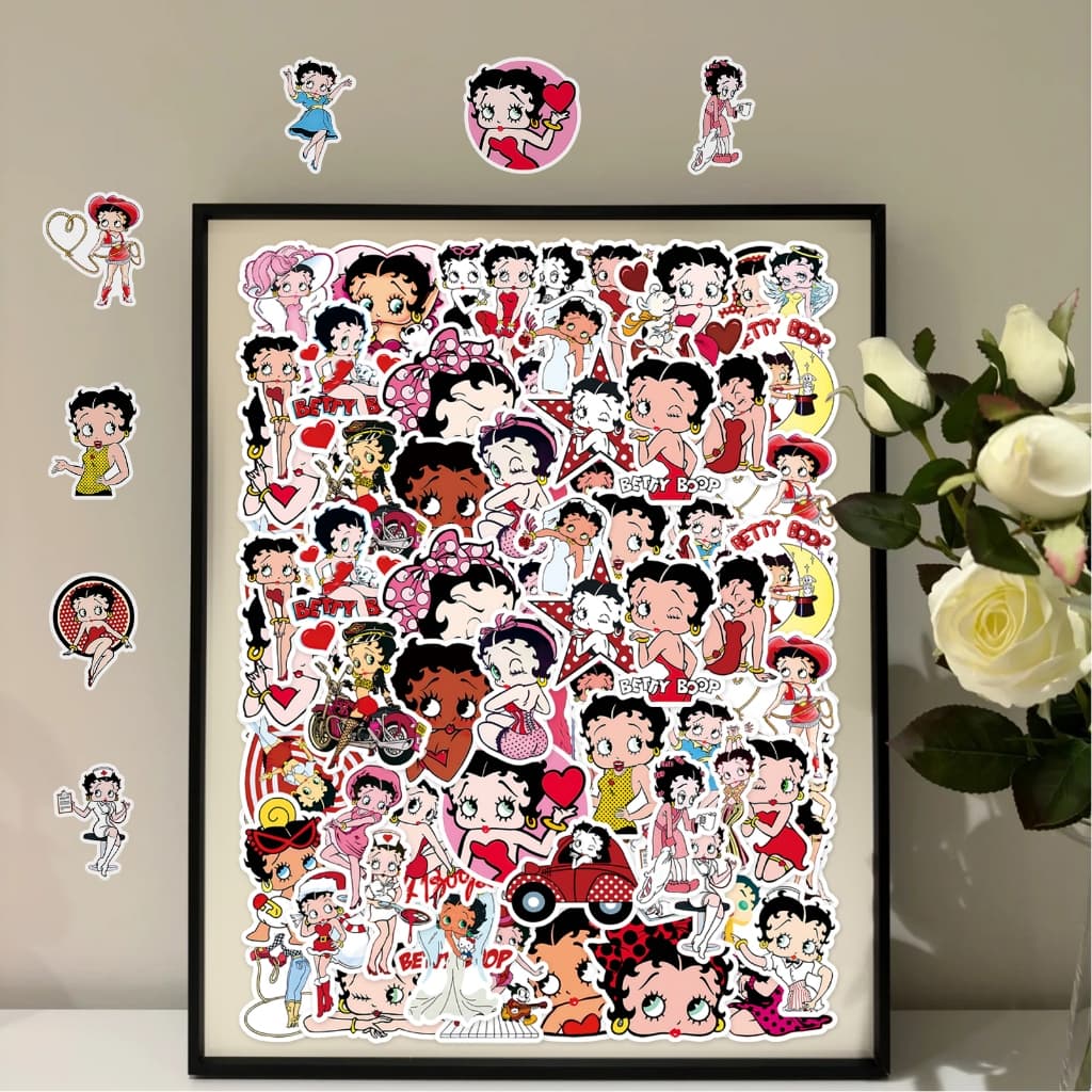 Vintage 50pcs Betty Boop สติกเกอร์สําหรับโทรศัพท์/แล็ปท็อป/เศษกระดาษ/ศิลปะ/สติกเกอร์หมวกนิรภัย Graffiti กันน้ํา DIY รูปที่ 5