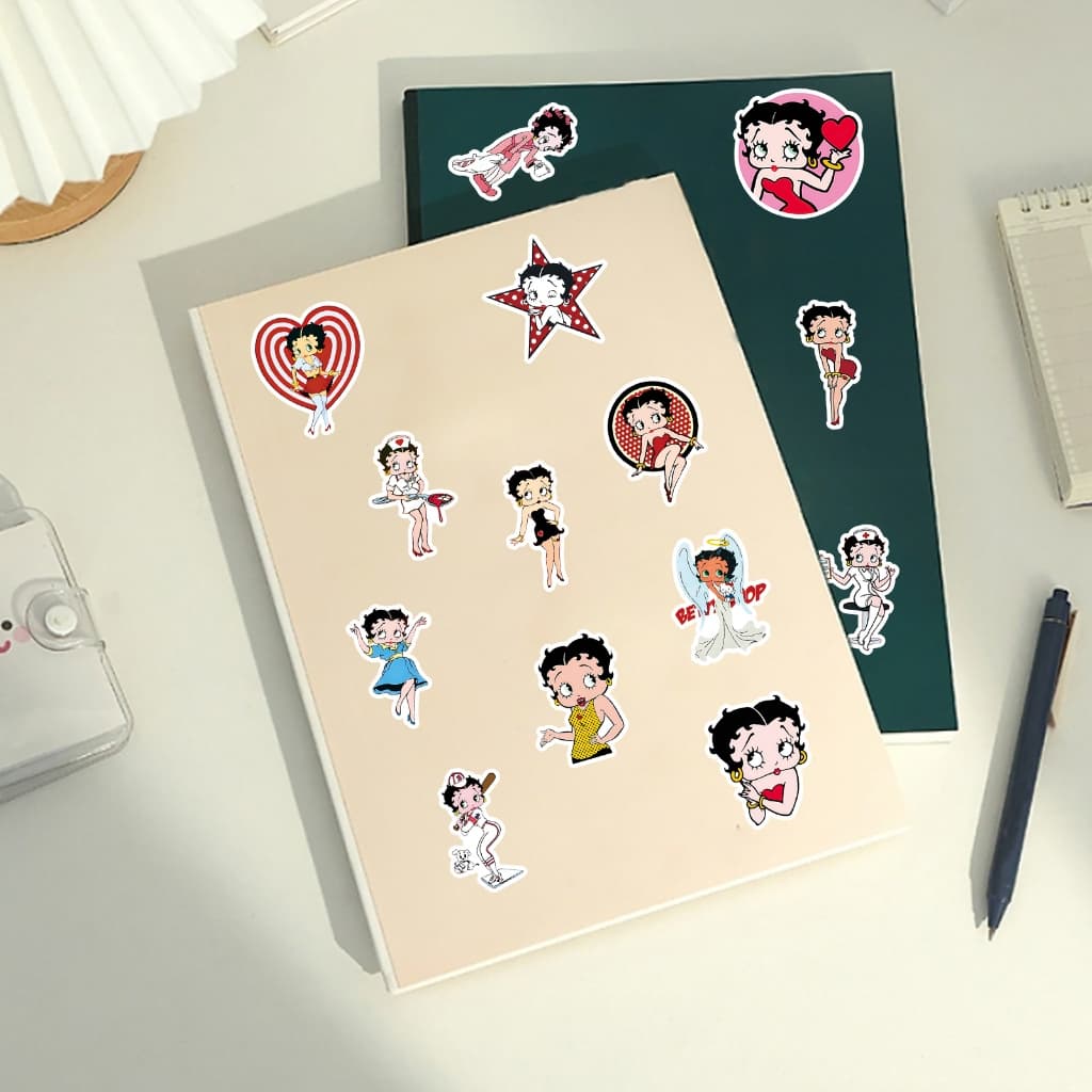 Vintage 50pcs Betty Boop สติกเกอร์สําหรับโทรศัพท์/แล็ปท็อป/เศษกระดาษ/ศิลปะ/สติกเกอร์หมวกนิรภัย Graffiti กันน้ํา DIY รูปที่ 4