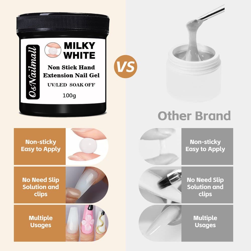 OsNailmall 100g Non Stick Hand Extension Gel ยาทาเล็บ Solid Milky Jelly Hard Gel สําหรับเล็บปลอมแกะสลักดอกไม้เล็บอะคริลิคเจล รูปที่ 6