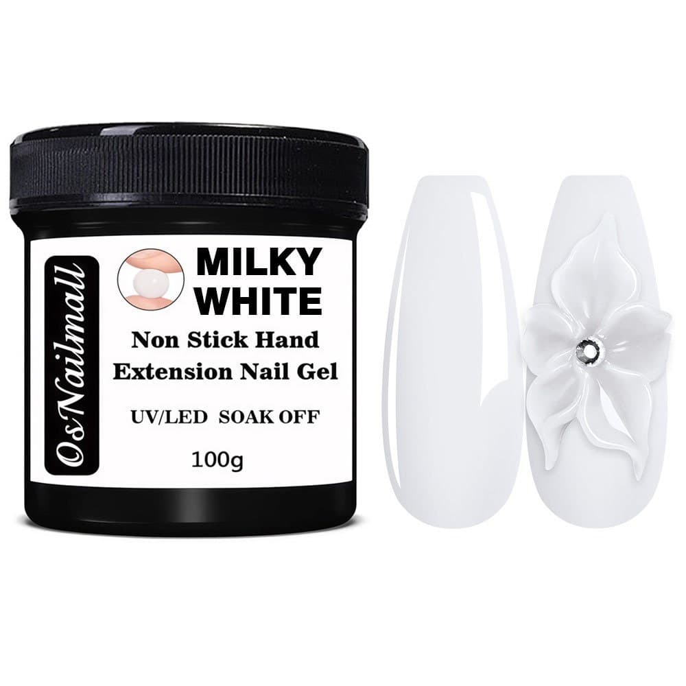 OsNailmall 100g Non Stick Hand Extension Gel ยาทาเล็บ Solid Milky Jelly Hard Gel สําหรับเล็บปลอมแกะสลักดอกไม้เล็บอะคริลิคเจล รูปที่ 8
