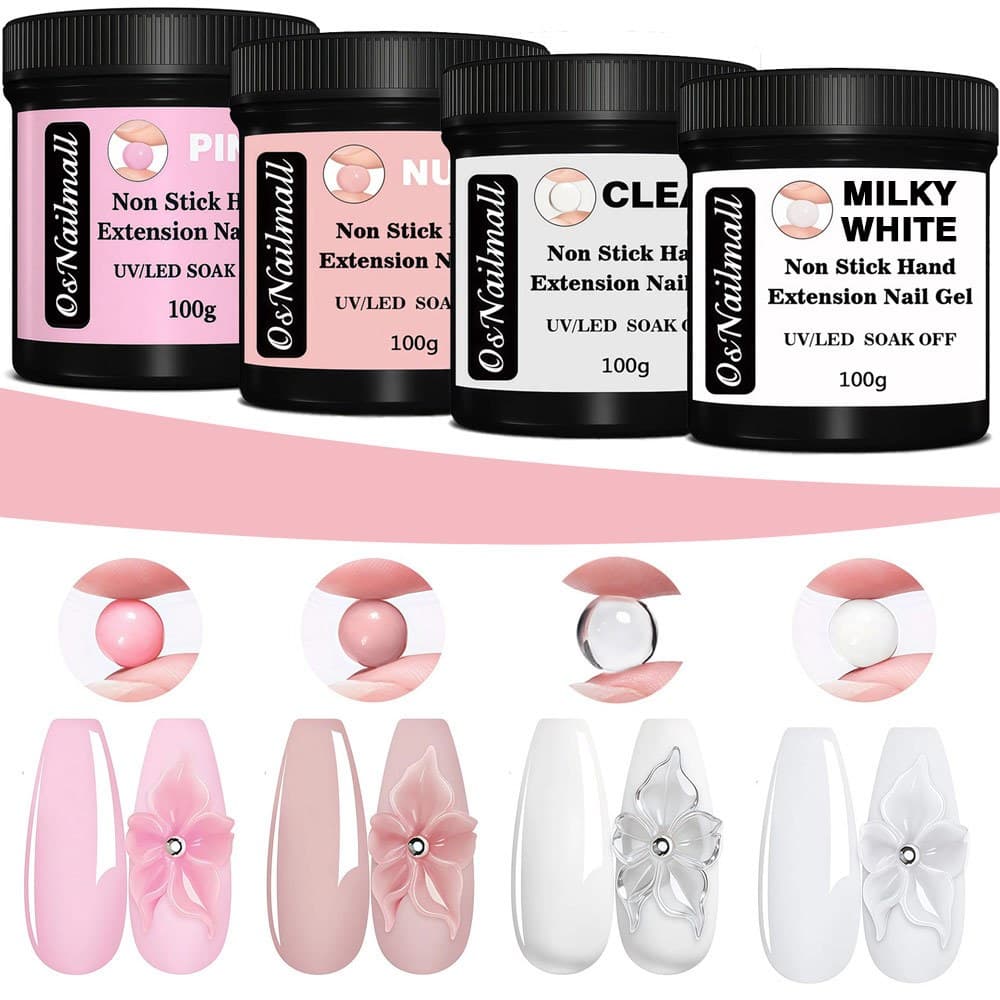 OsNailmall 100g Non Stick Hand Extension Gel ยาทาเล็บ Solid Milky Jelly Hard Gel สําหรับเล็บปลอมแกะสลักดอกไม้เล็บอะคริลิคเจล รูปที่ 1