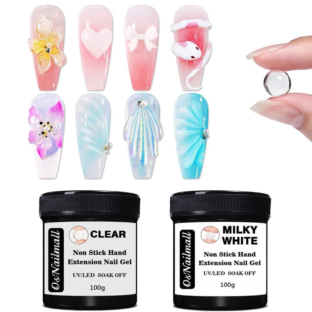 OsNailmall 100g Non Stick Hand Extension Gel ยาทาเล็บ Solid Milky Jelly Hard Gel สําหรับเล็บปลอมแกะสลักดอกไม้เล็บอะคริลิคเจล รูปที่ 9