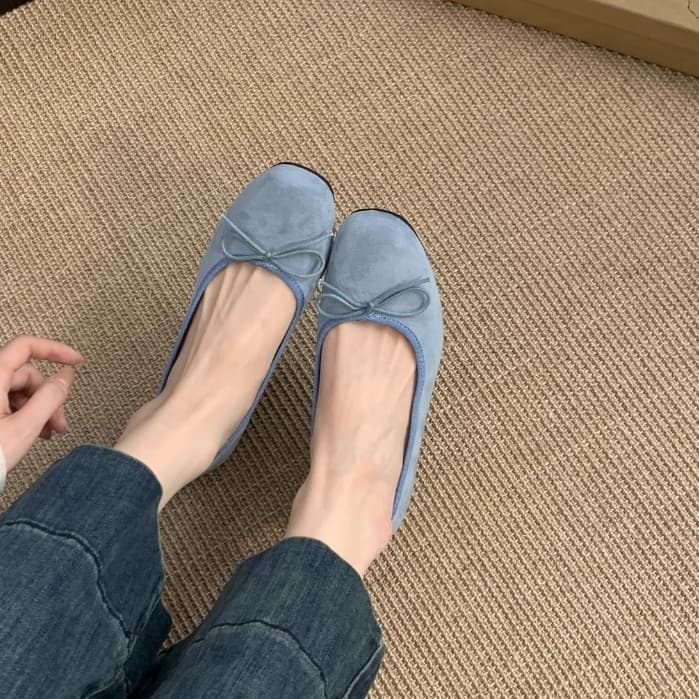 LuxLane Retro Suede Ballet Flats สําหรับผู้หญิงรอบ Toe Mary Jane ตุ๊กตารองเท้า Bowknot Soft Dress รองเท้า รูปที่ 6