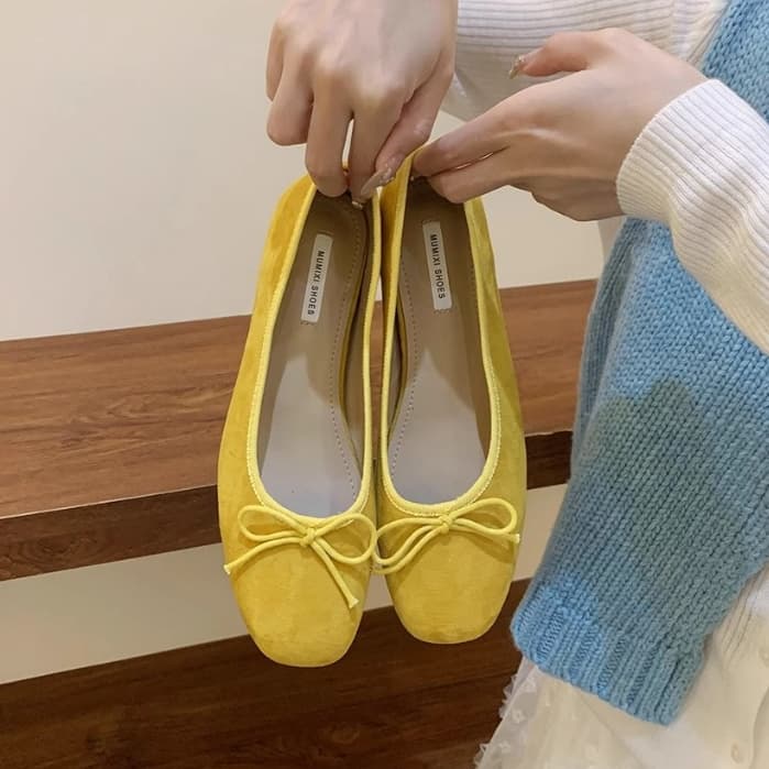 LuxLane Retro Suede Ballet Flats สําหรับผู้หญิงรอบ Toe Mary Jane ตุ๊กตารองเท้า Bowknot Soft Dress รองเท้า รูปที่ 8