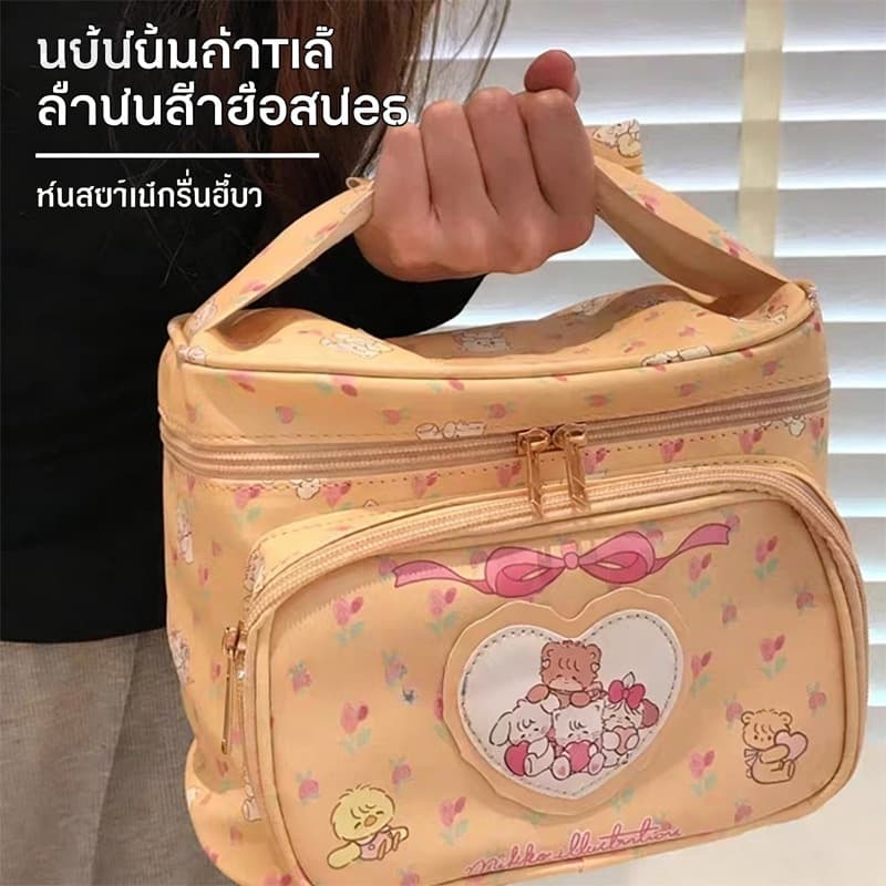 Leego กระเป๋าเครื่องสำอาง กระเป๋าเก็บเครื่องสำอางแบบพกพา กันน้ำลายพิมพ์ กระเป๋าเก็บของความจุขนาดใหญ่ รูปที่ 4