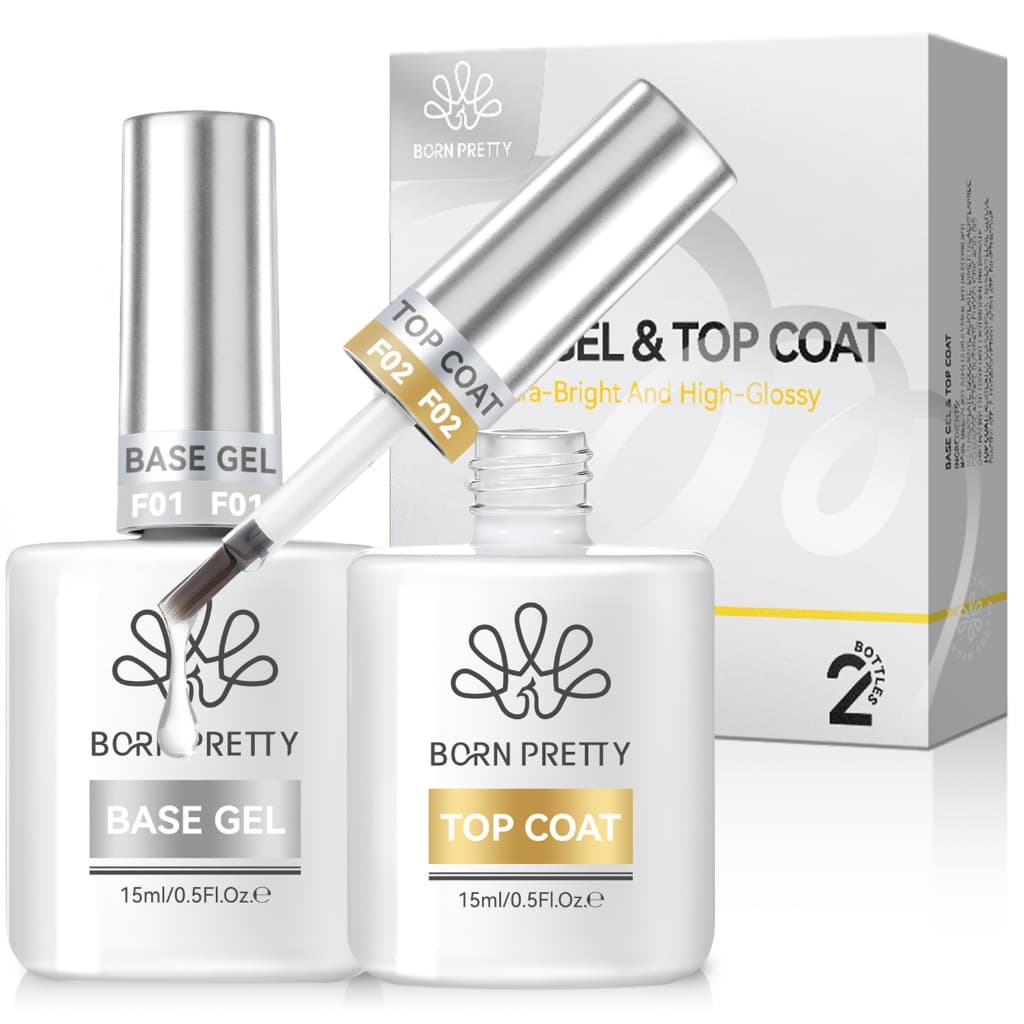 BORN PRETTY Gel Nail Polish Super Top Coat Base Gel Set ชุดเพ้นท์เล็บติดทนนาน 15ml รูปที่ 1