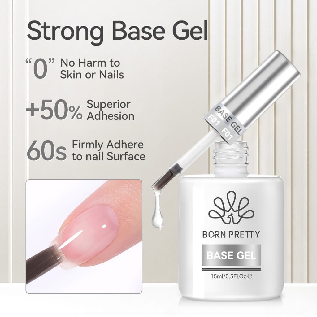 BORN PRETTY Gel Nail Polish Super Top Coat Base Gel Set ชุดเพ้นท์เล็บติดทนนาน 15ml รูปที่ 3