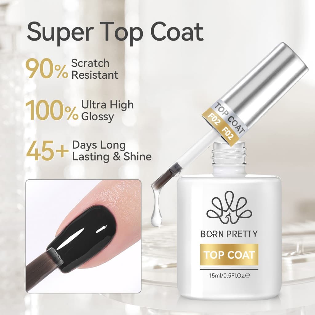 BORN PRETTY Gel Nail Polish Super Top Coat Base Gel Set ชุดเพ้นท์เล็บติดทนนาน 15ml รูปที่ 4