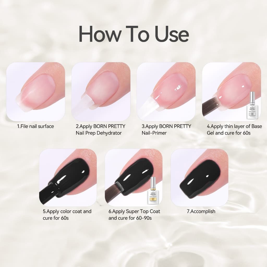 BORN PRETTY Gel Nail Polish Super Top Coat Base Gel Set ชุดเพ้นท์เล็บติดทนนาน 15ml รูปที่ 8