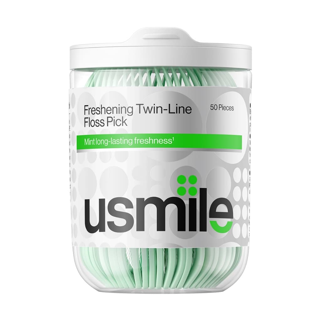 usmile Floss Pick Twin-Line Tooth Clean Freshening ไหมขัดฟัน เส้นคู่ ปลอดภัยต่อเหงือก 18/50/200 ชิ้น รูปที่ 2