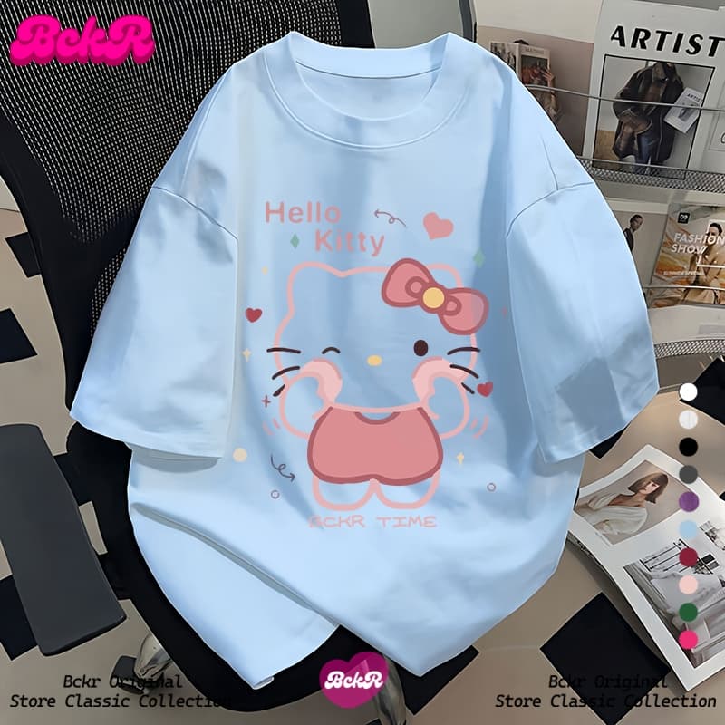 BCKR ลายสามแถบ ดีไซน์ตัดสี ลายแมวน้อย เสื้อผญ เสื้oversize คอกลม เสื้อYG732 รูปที่ 7
