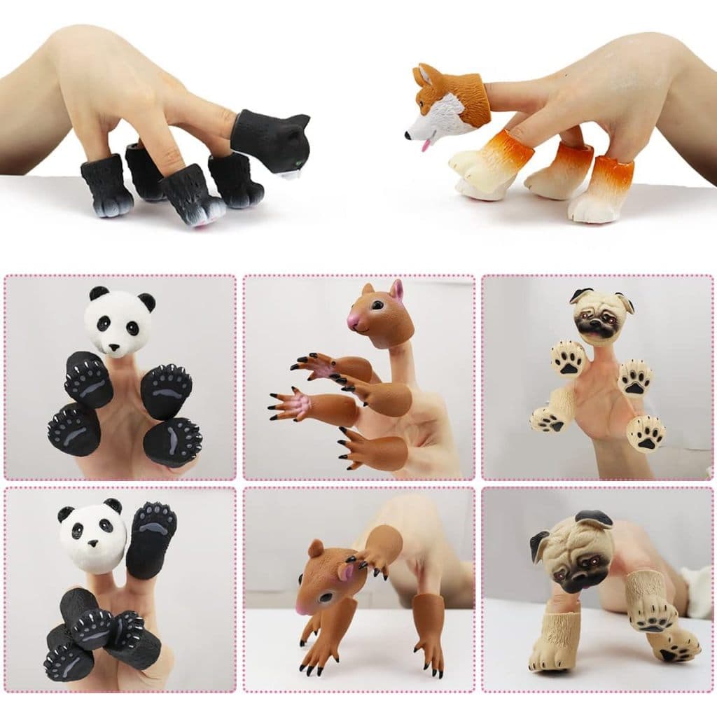ของเล่นหุ่นนิ้วสัตว์น่ารัก ,ชุดหุ่นนิ้วพีวีซีนุ่ม ,การ์ตูนสัตว์ของเล่นมือ,เด็กพรรคโปรดปราน,ของเล่นโต้ตอบตลก รูปที่ 2