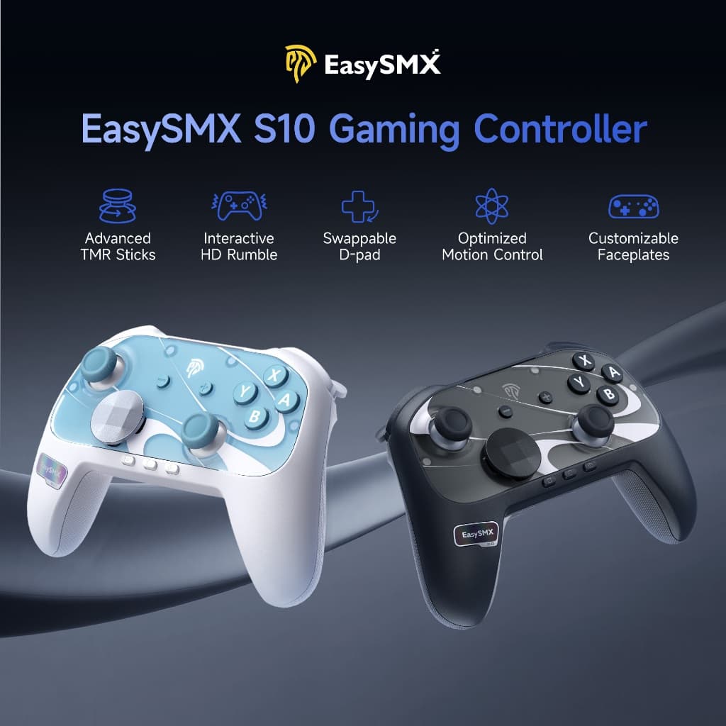 ตัวควบคุมเกม EasySMX S10 พร้อมแท่ง TMR, HD Rumble, D-pad แบบถอดเปลี่ยนได้สําหรับสวิตช์ 2 และพีซี รูปที่ 1