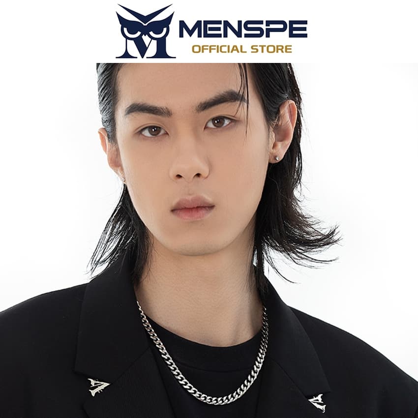 MENSPE สร้อยคอมาลัยแบบโซ่เงินสแตนเลส สเเพรดเมอร์ สำหรับคนรักแฟชั่น พร้อมหัวเข็มขัดเรียบง่าย เป็นของขวัญที่ลงตัว รูปที่ 6