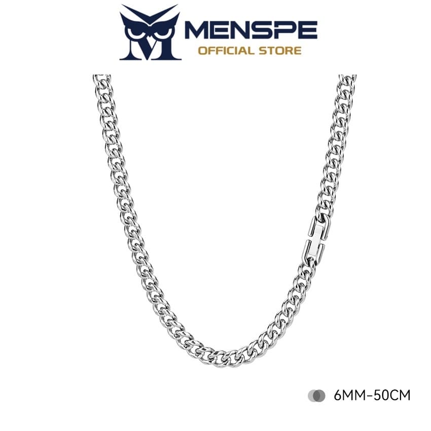 MENSPE สร้อยคอมาลัยแบบโซ่เงินสแตนเลส สเเพรดเมอร์ สำหรับคนรักแฟชั่น พร้อมหัวเข็มขัดเรียบง่าย เป็นของขวัญที่ลงตัว รูปที่ 2