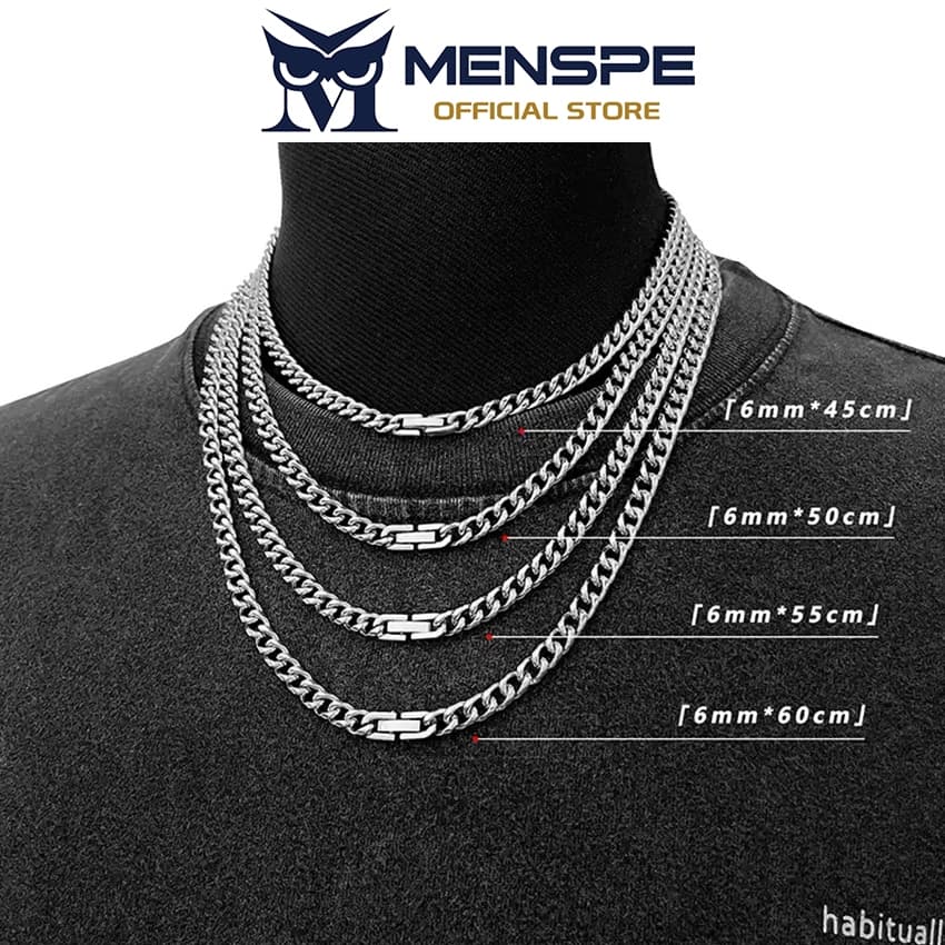 MENSPE สร้อยคอมาลัยแบบโซ่เงินสแตนเลส สเเพรดเมอร์ สำหรับคนรักแฟชั่น พร้อมหัวเข็มขัดเรียบง่าย เป็นของขวัญที่ลงตัว รูปที่ 7