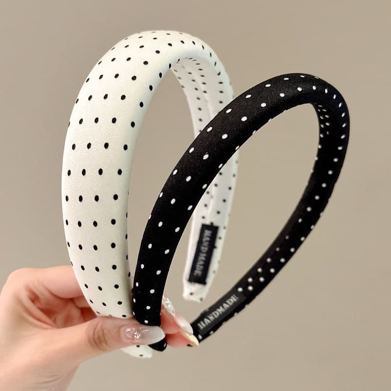 ที่คาดผมปีกกว้าง สไตล์ polka dot สีดำและขาว สำหรับสาวๆ เสริมความงามด้วยเข็มขัดผมHairpin Headwear รูปที่ 6