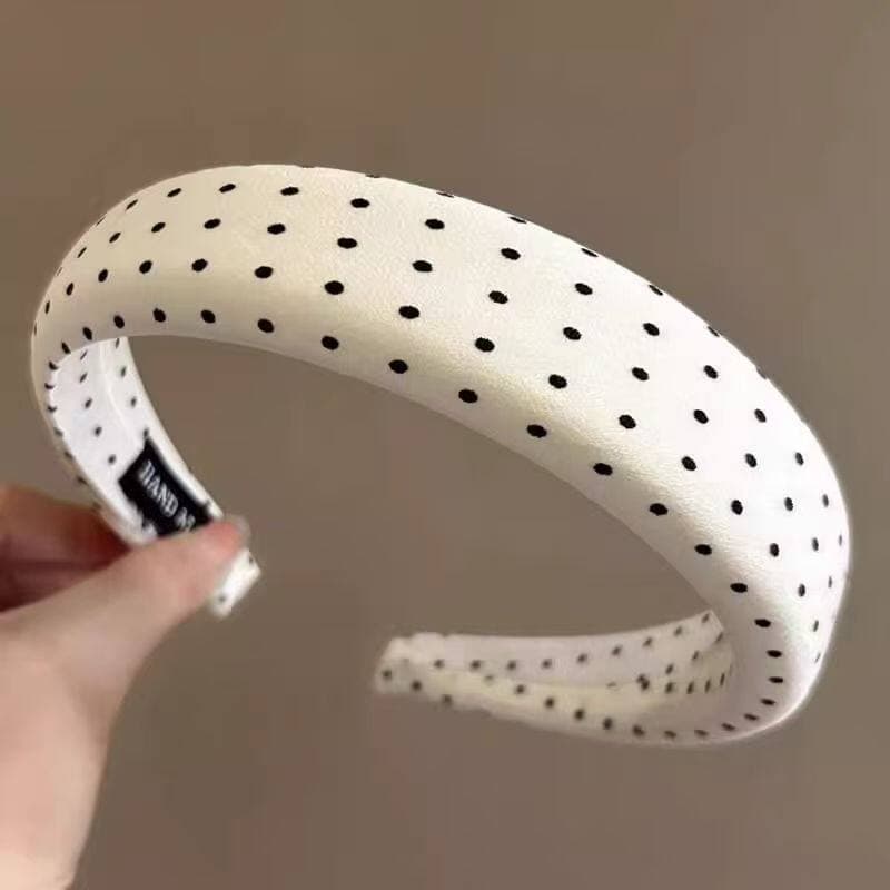 ที่คาดผมปีกกว้าง สไตล์ polka dot สีดำและขาว สำหรับสาวๆ เสริมความงามด้วยเข็มขัดผมHairpin Headwear รูปที่ 7