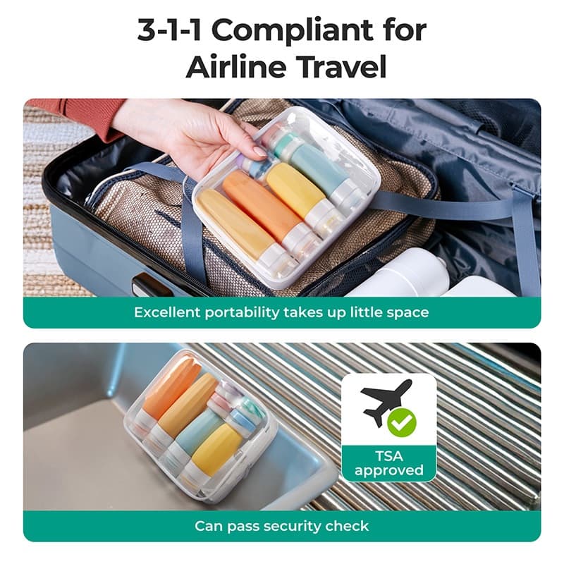 BAGSMART 18 Pack Set Travel Storage Bag for Toiletries, TSA Leakproof Silicone Containers Bottles for Shampoo Cosmetics รูปที่ 4