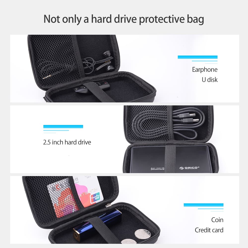 ORICO กระเป๋าป้องกันฮาร์ดไดรฟ์สําหรับ 2.5 นิ้ว HDD/SSD กระเป๋าเก็บของแบบพกพา รูปที่ 2