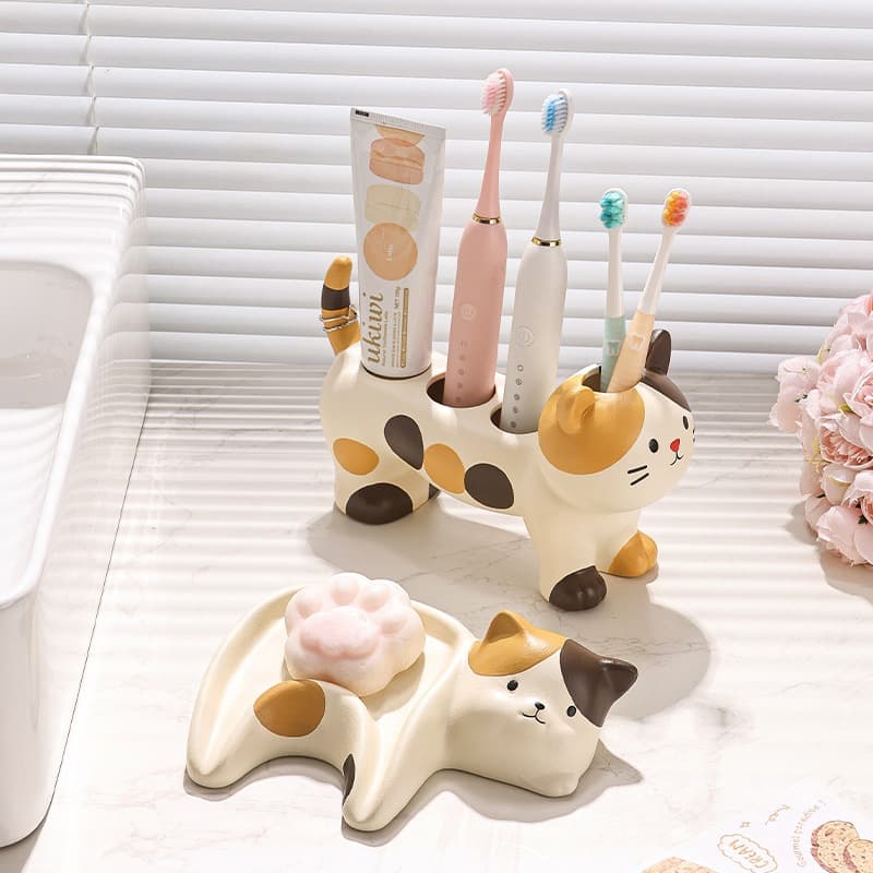 #ที่แขวนแปรงสีฟัน#ที่เก็บของในห้องน้ําที่ใส่แปรงสีฟันเซรามิกกล่องสบู่กล่องสบู่ รูปที่ 1