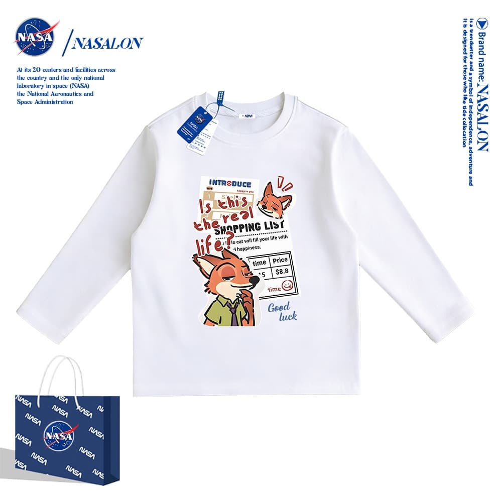 NASA เสื้อแขนยาวเด็ก Judy Nick ลายการ์ตูน เสื้อยืดแขนยาวสีขาว cotton 100% ระบายอากาศดี ใส่ได้ทั้งเด็กชาย-หญิง รูปที่ 1