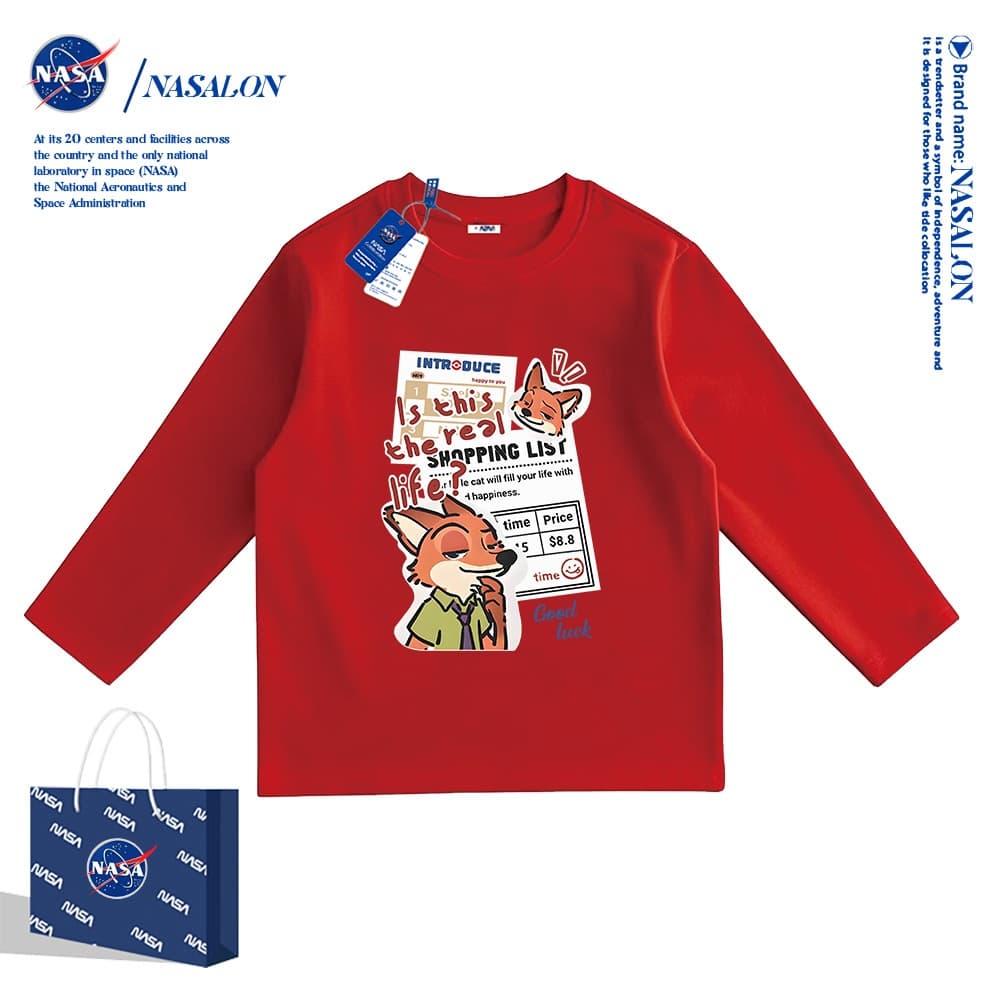 NASA เสื้อแขนยาวเด็ก Judy Nick ลายการ์ตูน เสื้อยืดแขนยาวสีขาว cotton 100% ระบายอากาศดี ใส่ได้ทั้งเด็กชาย-หญิง รูปที่ 5
