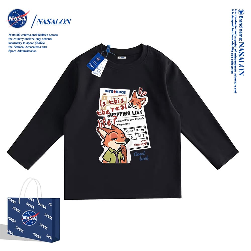 NASA เสื้อแขนยาวเด็ก Judy Nick ลายการ์ตูน เสื้อยืดแขนยาวสีขาว cotton 100% ระบายอากาศดี ใส่ได้ทั้งเด็กชาย-หญิง รูปที่ 3