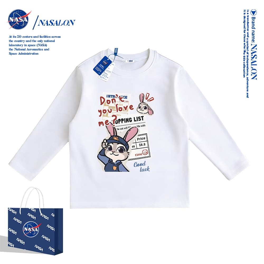 NASA เสื้อแขนยาวเด็ก Judy Nick ลายการ์ตูน เสื้อยืดแขนยาวสีขาว cotton 100% ระบายอากาศดี ใส่ได้ทั้งเด็กชาย-หญิง รูปที่ 2