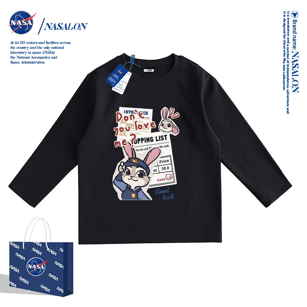 NASA เสื้อแขนยาวเด็ก Judy Nick ลายการ์ตูน เสื้อยืดแขนยาวสีขาว cotton 100% ระบายอากาศดี ใส่ได้ทั้งเด็กชาย-หญิง รูปที่ 4