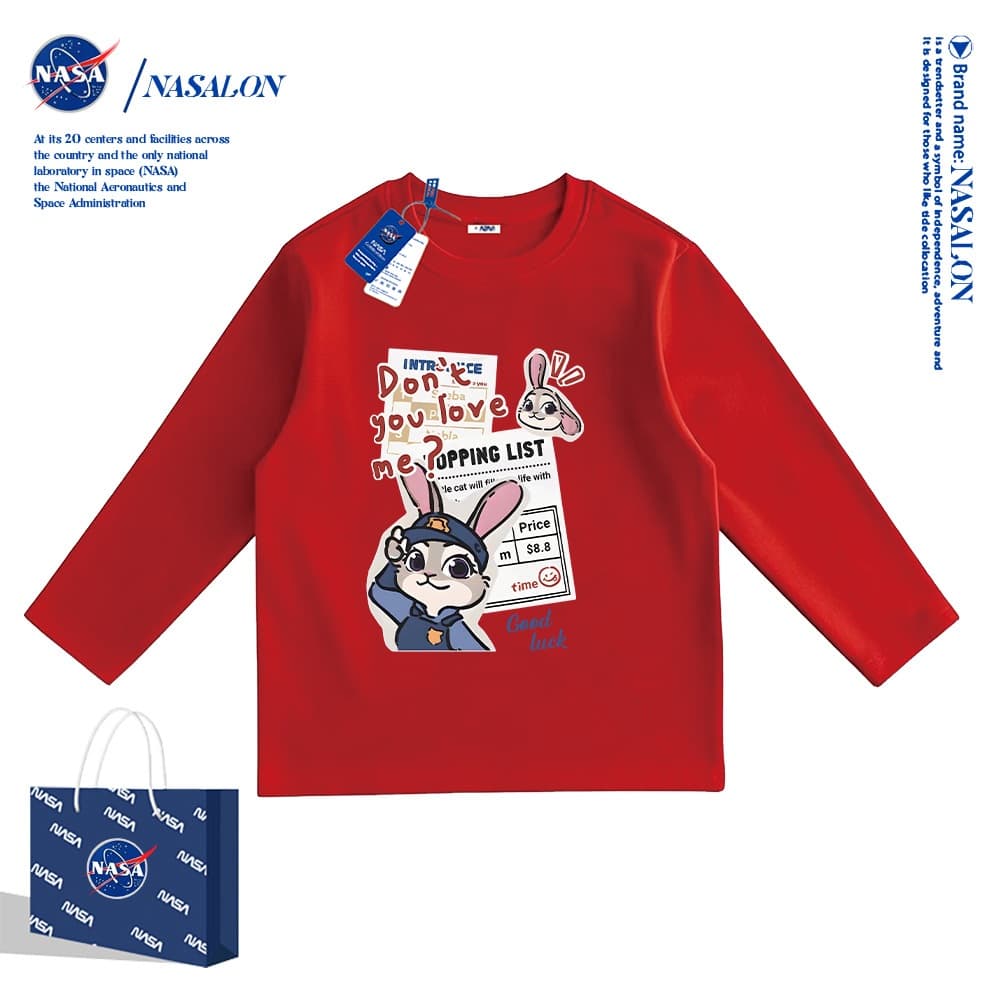 NASA เสื้อแขนยาวเด็ก Judy Nick ลายการ์ตูน เสื้อยืดแขนยาวสีขาว cotton 100% ระบายอากาศดี ใส่ได้ทั้งเด็กชาย-หญิง รูปที่ 6