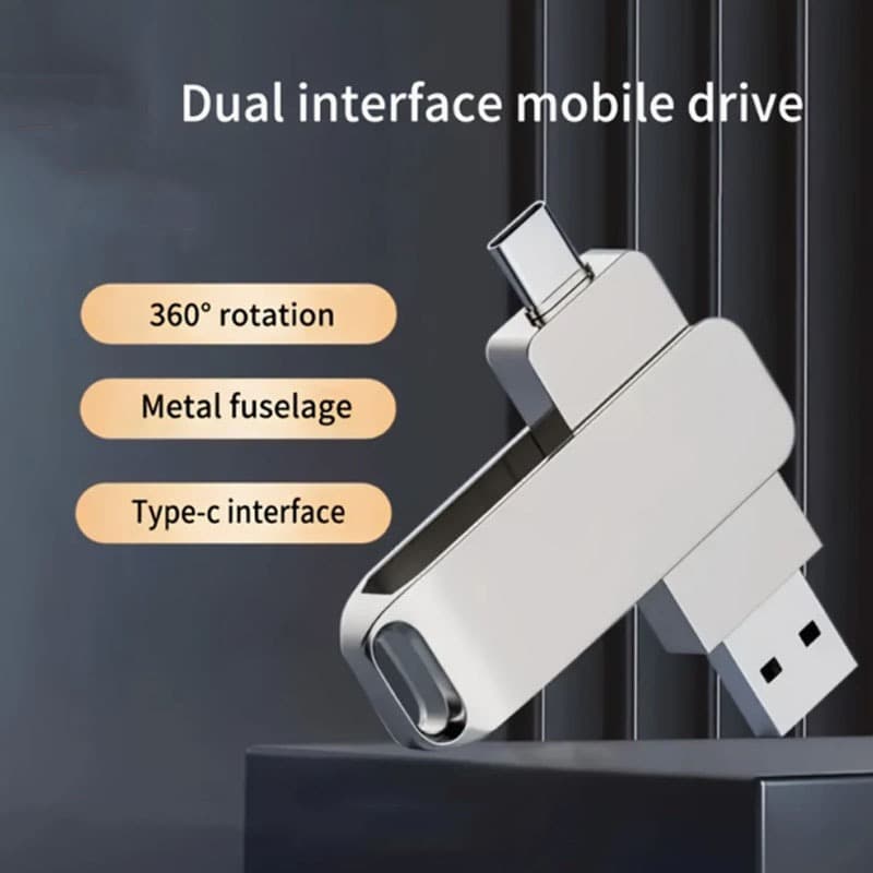 TYPE-C 2-in-1 Flash Driver 2TB/1TB/512GB/256GB/128GB/64GB การส่งสัญญาณความเร็วสูง USB3.2 เหมาะสําหรับ iPhone 15 ขึ้นไป PC iPad Android รูปที่ 2