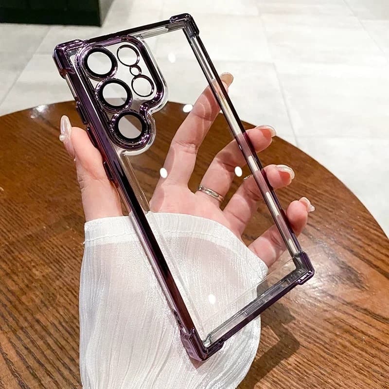 เคสโปร่งใสด้วยไฟฟ้าสําหรับ Samsung Galaxy S26 Ultra S25 S24 S22 S21 S23 Ultra S25 FE Plus Clear กันกระแทกกล้องป้องกัน Hard Casing รูปที่ 3