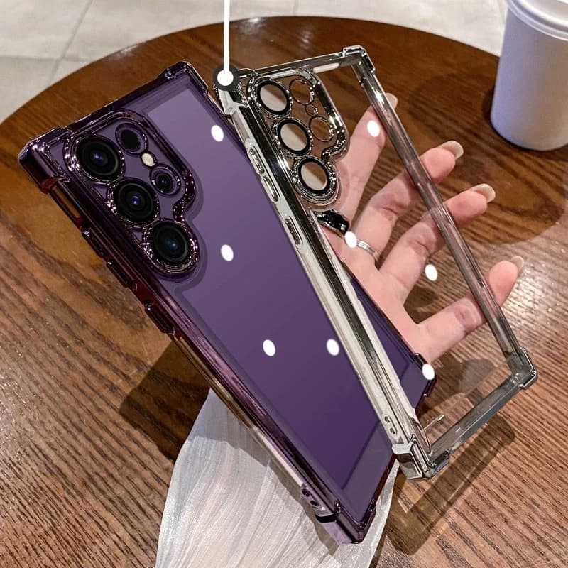 เคสโปร่งใสด้วยไฟฟ้าสําหรับ Samsung Galaxy S26 Ultra S25 S24 S22 S21 S23 Ultra S25 FE Plus Clear กันกระแทกกล้องป้องกัน Hard Casing รูปที่ 2