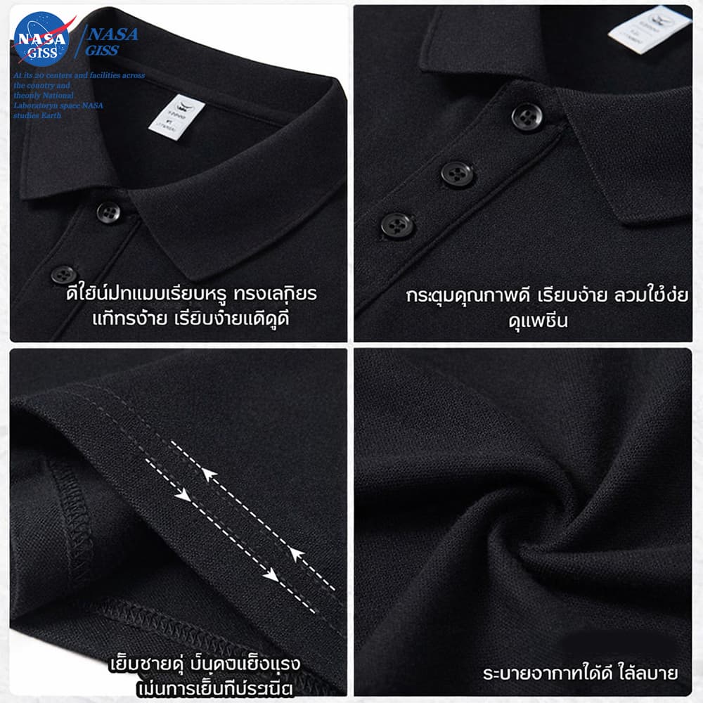 NASA เสื้อโปโล ผู้ชายผู้หญิง ทรงสวย summer POLO แมวพ็อกเก็ต พิมพ์ลาย ผ้าเย็นใส่สบายโพลีเอสเตอร์ ระบายอากาศ รูปที่ 7