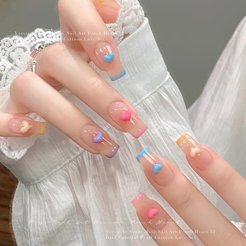 Rou Bao 12 กริดเล็บผสมสีสัน Mini Heart Girly เรซิ่นเล็บ Art DIY Charms ตกแต่ง รูปที่ 5