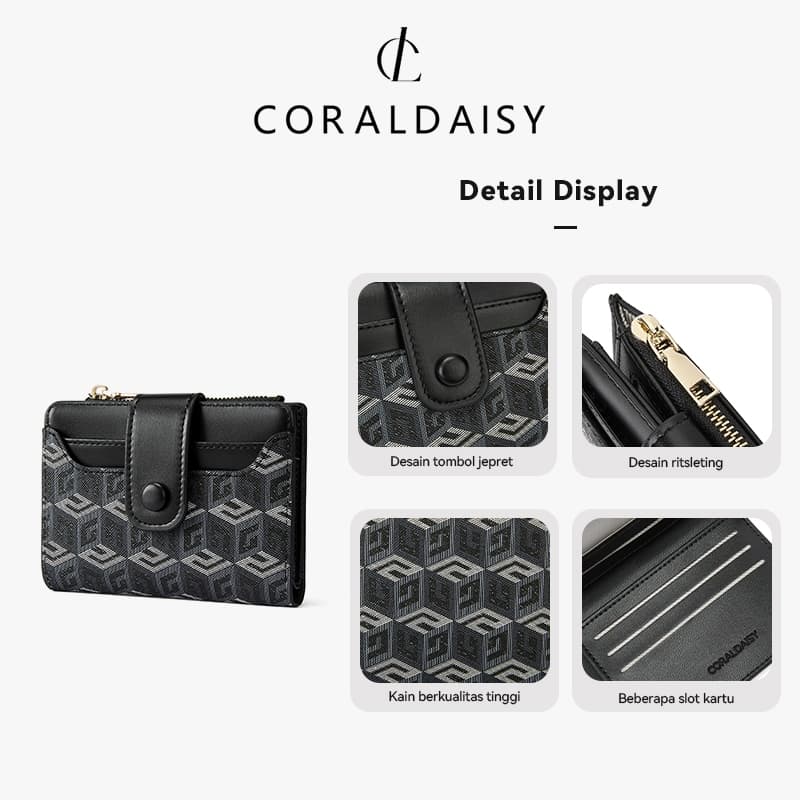 CORALDAISY สินค้าใหม่ปี 2026 กระเป๋าสตางค์แบบพับสองทบ ที่ใส่บัตรหนังสุดหรู ช่องใส่บัตรหลายช่อง รูปที่ 8