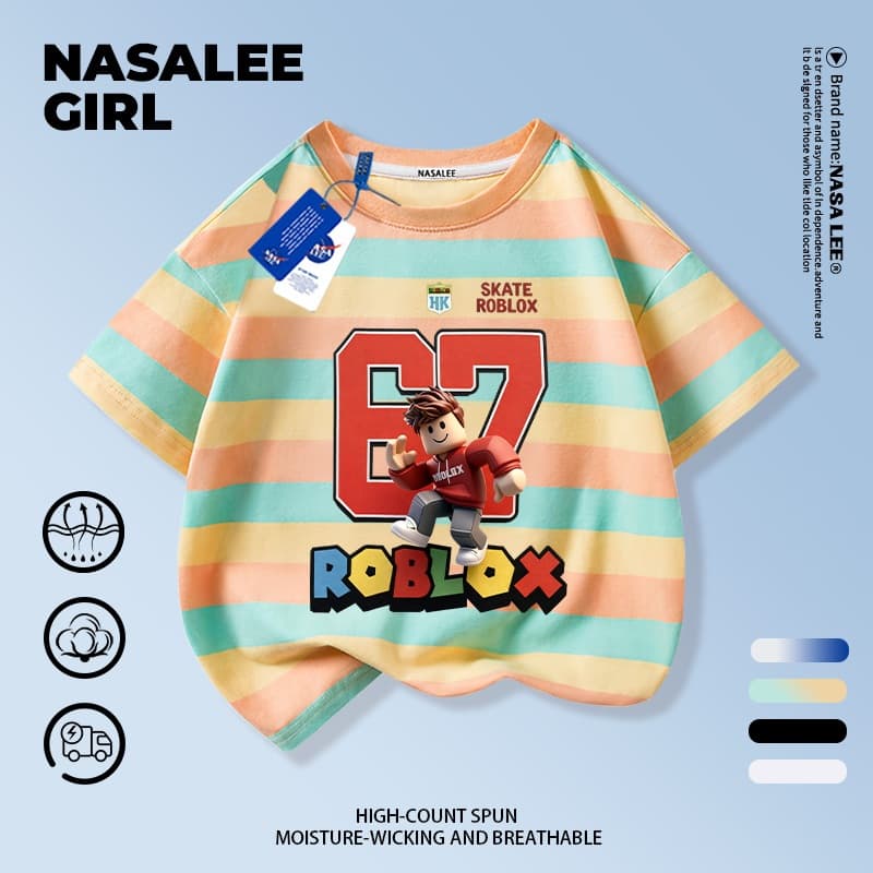 เสื้อยืดผ้าฝ้ายสีดำ NASA สำหรับเด็ก ลาย sixseven ตุ๊กตาบล็อก สไตล์อเมริกันสุดเท่ เหมาะสำหรับเด็กอายุ 3-16 ปี ทรงหลวม แขนสั้น ใส่สบายสำหรับเปิดเทอม รูปที่ 6