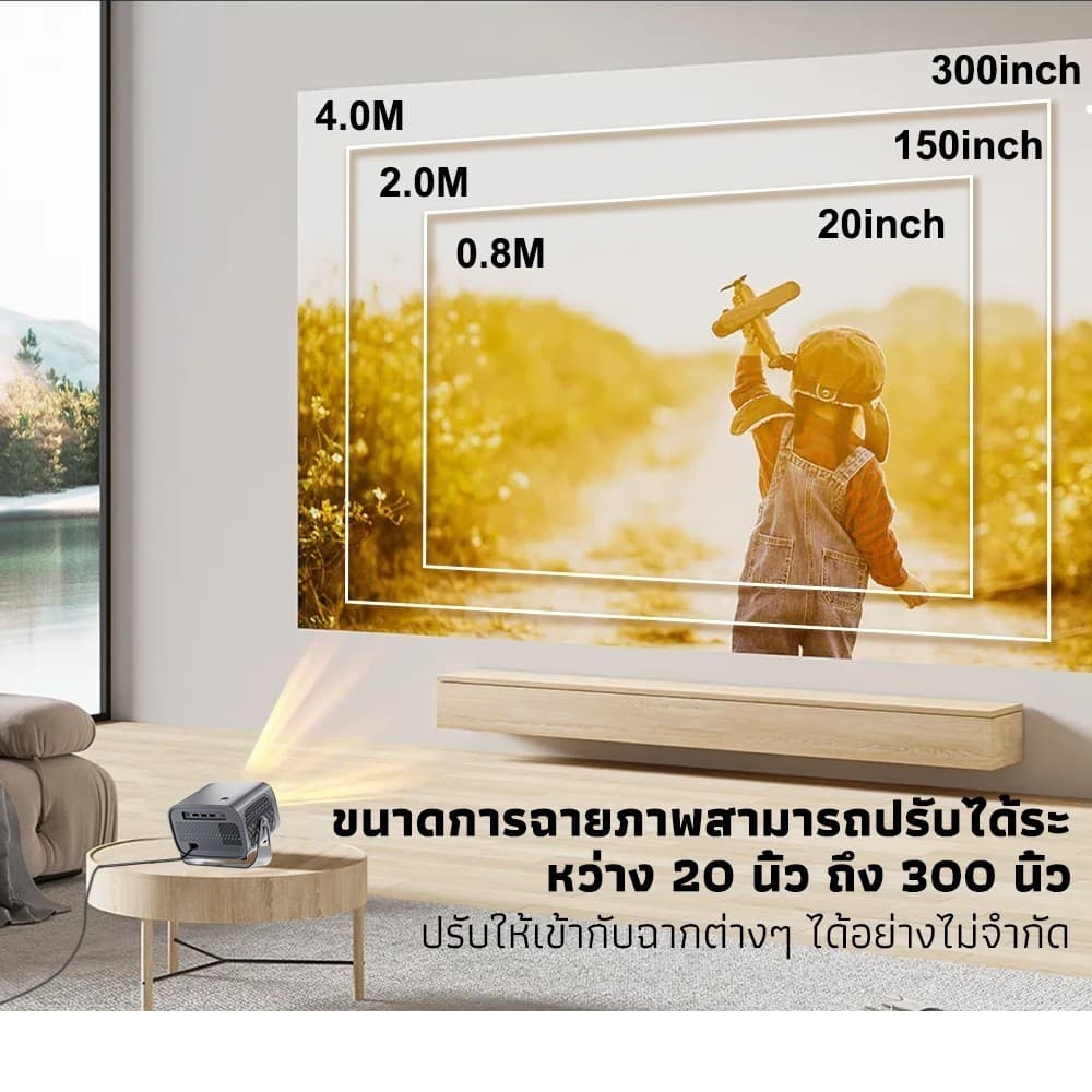 โปรเจ็กเตอร์ความละเอียดสูง 4K, ความละเอียด 1080P, โปรเจ็กเตอร์ขนาดเล็กพกพาสะดวก, ระบบ Android 13.0, มีแอปพลิเคชัน Netflix, YouTube และอื่นๆ ในตัว สามารถเชื่อมต่อกับคอมพิวเตอร์/โทรศัพท์มือถือได้ รูปที่ 8