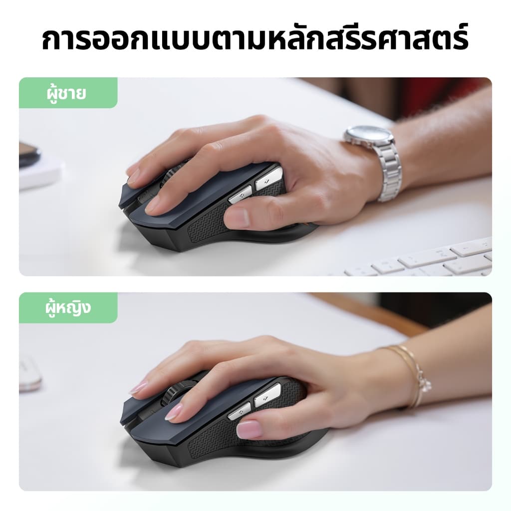 Acer เมาส์ไร้สาย 6 ปุ่มกดแบบเงียบ, การเชื่อมต่อไร้สาย 2.4GHz , ปรับระดับ DPI ได้ 3 ระดับ , ดีไซน์แบบสมมาตรใช้งานได้ทั้งสองมือ,รองรับ PC / Mac / Linux / แล็ปท็อป M04B รูปที่ 6
