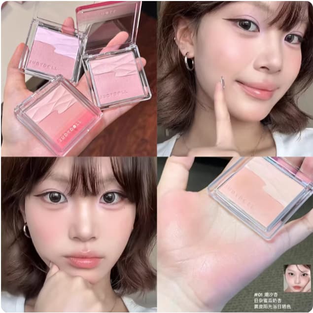 Judydoll 2-in-1 บลัชออนเนื้ออบ สองสี Matte Expansion & Satin Glow Highlight ปรับรูปหน้า 3D รูปที่ 5