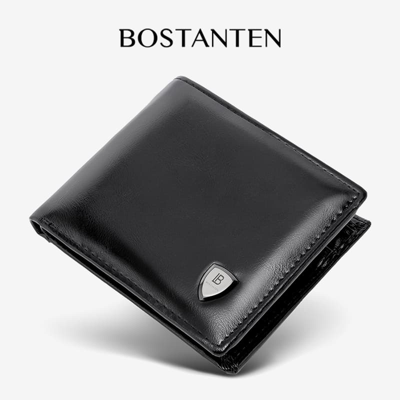BOSTANTEN กระเป๋าสตางค์ผู้ชายใบสั้น ความจุมาก หนังทนทาน คลาสสิก กระเป๋าสตางค์ผู้ชายของแท้ ของขวัญผู้ชาย
