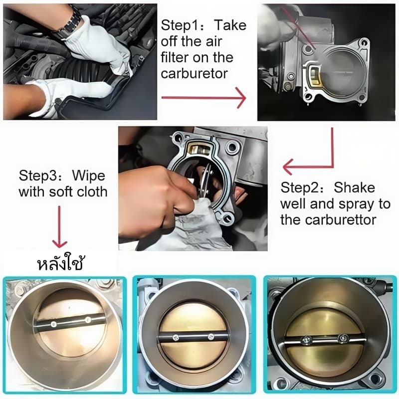 680มล Cvt น้ํายาทําความสะอาด น้ํายาทําความสะอาดเรือนปีกผีเสื้อ ขจัดสิ่งสกปรกและน้ํามัน ทําความสะอาดอย่างรวดเร็วและง่าย รูปที่ 6