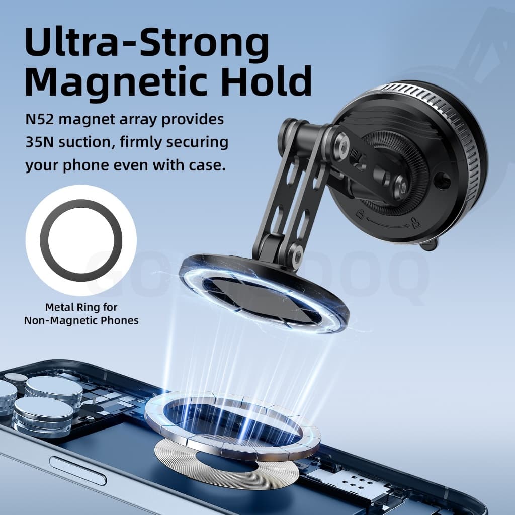 GOOJODOQ Magnetic Car Mount Secure ดูดสูญญากาศ 720° สร้างโลหะผสมไร้การสั่นไหวมุมมองหลายมุม รูปที่ 5
