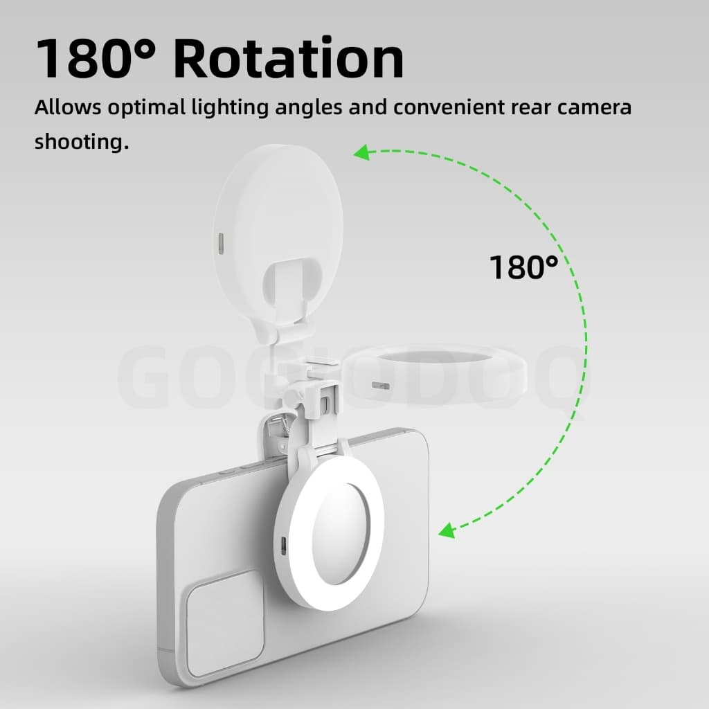 GOOJODOQ Mobile Selfie เติมแสง Stable ClipType-C ชาร์จที่มาพร้อมกับโหมดกระจกขนาดเล็ก 3 สี รูปที่ 8