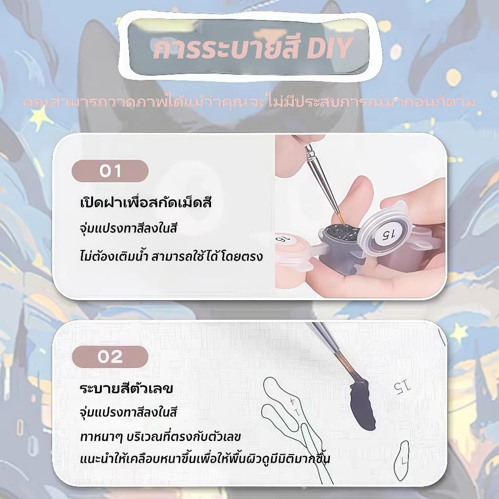 ระบายสีตามตัวเลข 20*20 ซม มีสี+พู่กัน ภาพวาดตกแต่งอะคริลิค วาดภาพสีน้ำมันดิจิตอล ของขวัญ DIY รูปที่ 9