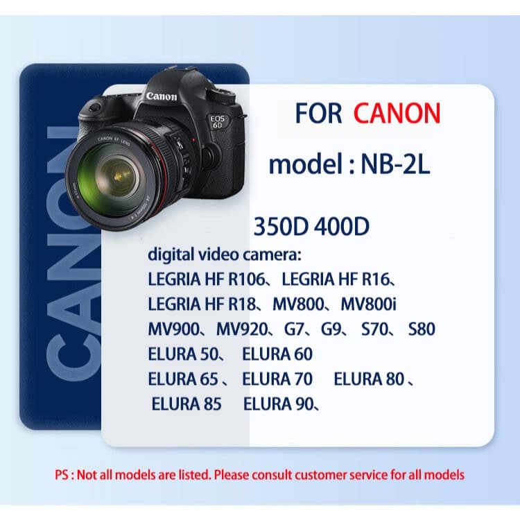 PUMPD NB-2L แบตเตอรี่กล้องเหมาะสําหรับ Canon 350D 400D S30 S45 S50 S60 S70 G7 G9 ที่ชาร์จกล้อง รูปที่ 7